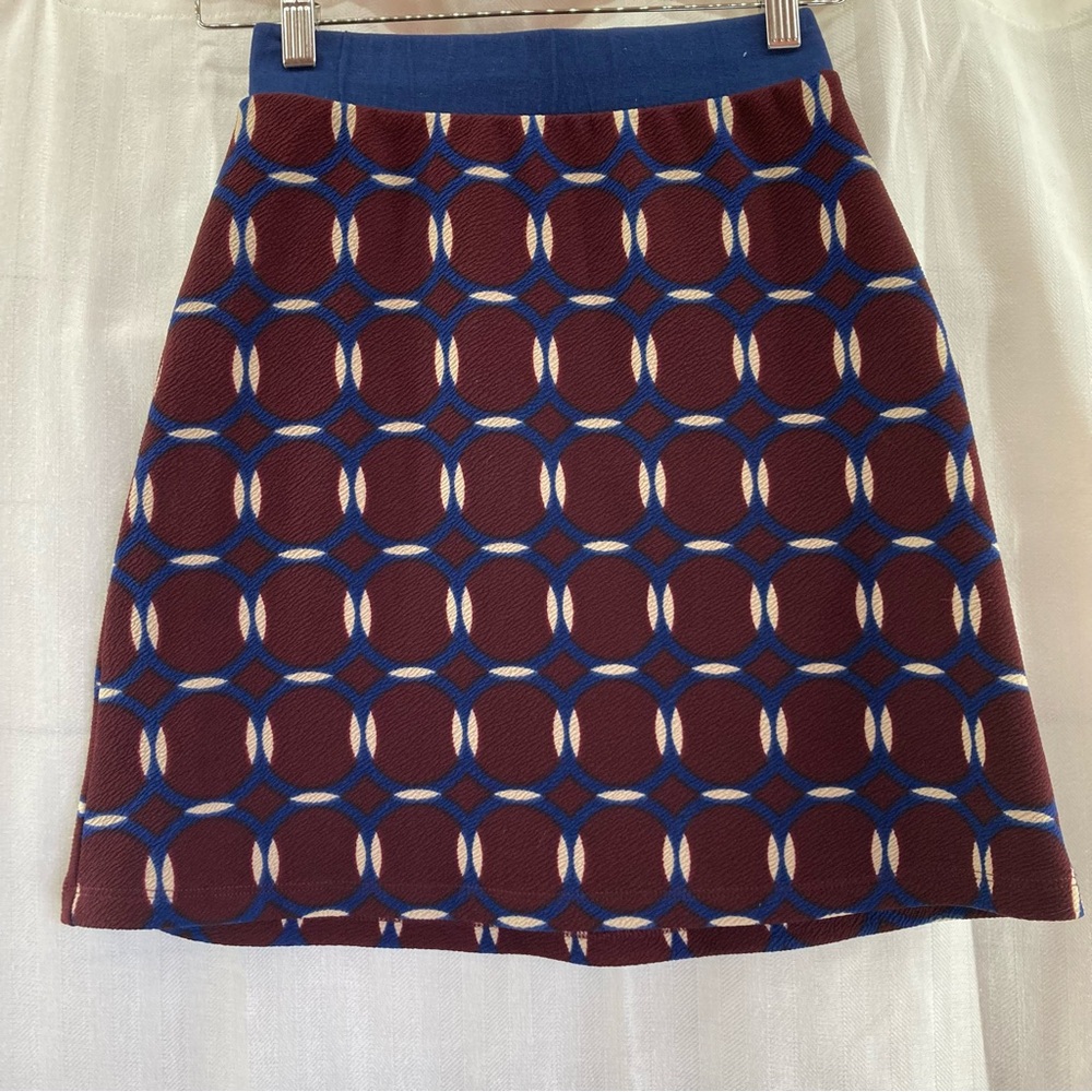 Le Lis‎ Red and Blue A-Line Mini Skirt Work Medium